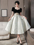 Lovely Short Sleeves Satin and Velvet Party Dress, Sweetheart Short Homecoming Dress