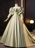 Green Satin Off Shoulder Long Formal Dress, Green Long Evening Dress Sweet 16 Dress