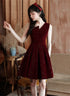 Wine Red Velvet Short Party Dress Homecoming Dress, Wine Red Bridesmaid Dress