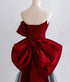 Chic Wine Red and Black Satin Long Party Dress, Beautiful Prom Dress