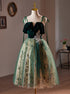 A-line Green with Lace Short Prom Dress, Short Tulle Homecoming Dress
