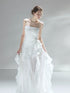 White Satin Straps A-line Long Prom Dress Party Dress, White Layers Long Evening Dress