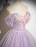 Lavender Tulle Sweetheart Off Shoulder Long Formal Dress, Lavender Prom Dress