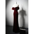 Wine Red Velvet Off Shoulder Long Mermaid Prom Dress, Wine Red Velvet Eveing Dress