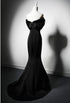 Black Mermaid Satin Off Shoulder Evening Dress, Black Satin Prom Dress