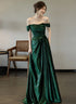 Pretty Green Off Shoulder Simple Evening Dress, Green Long Prom Dress