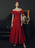 Red Off Shoulder A-line Long Party Dress Formal Dress, Red Long Prom Dress
