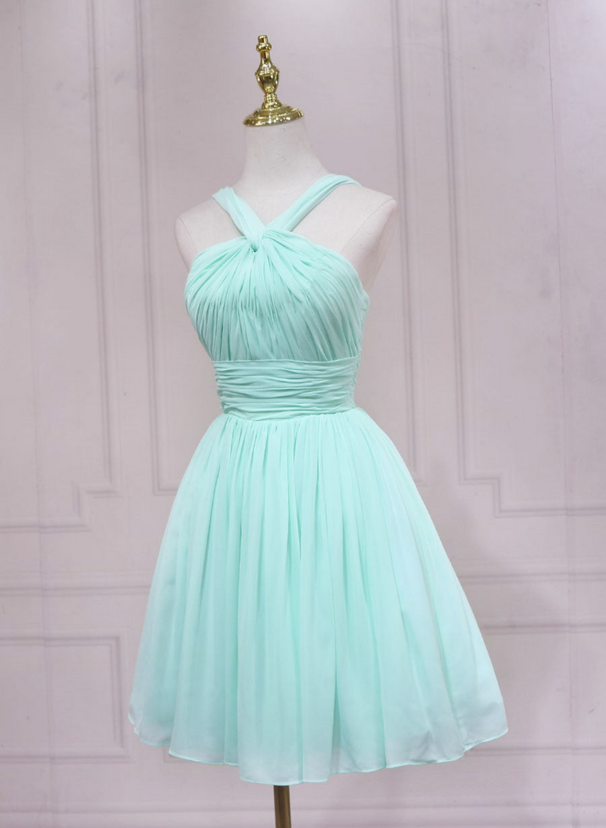 Mint Green Chiffon Short Wedding Party Dress, Mint Green Formal Dress US Size 4 / Mint Green