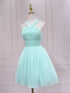Mint Green Chiffon Short Wedding Party Dress, Mint Green Formal Dress