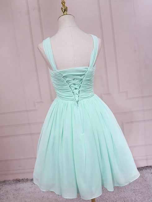 Mint Green Chiffon Short Wedding Party Dress, Mint Green Formal Dress