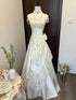 Ivory Satin with Lace Applique Off Shoulder Long Formal Dress, Ivory Satin Prom Dress Party Dress