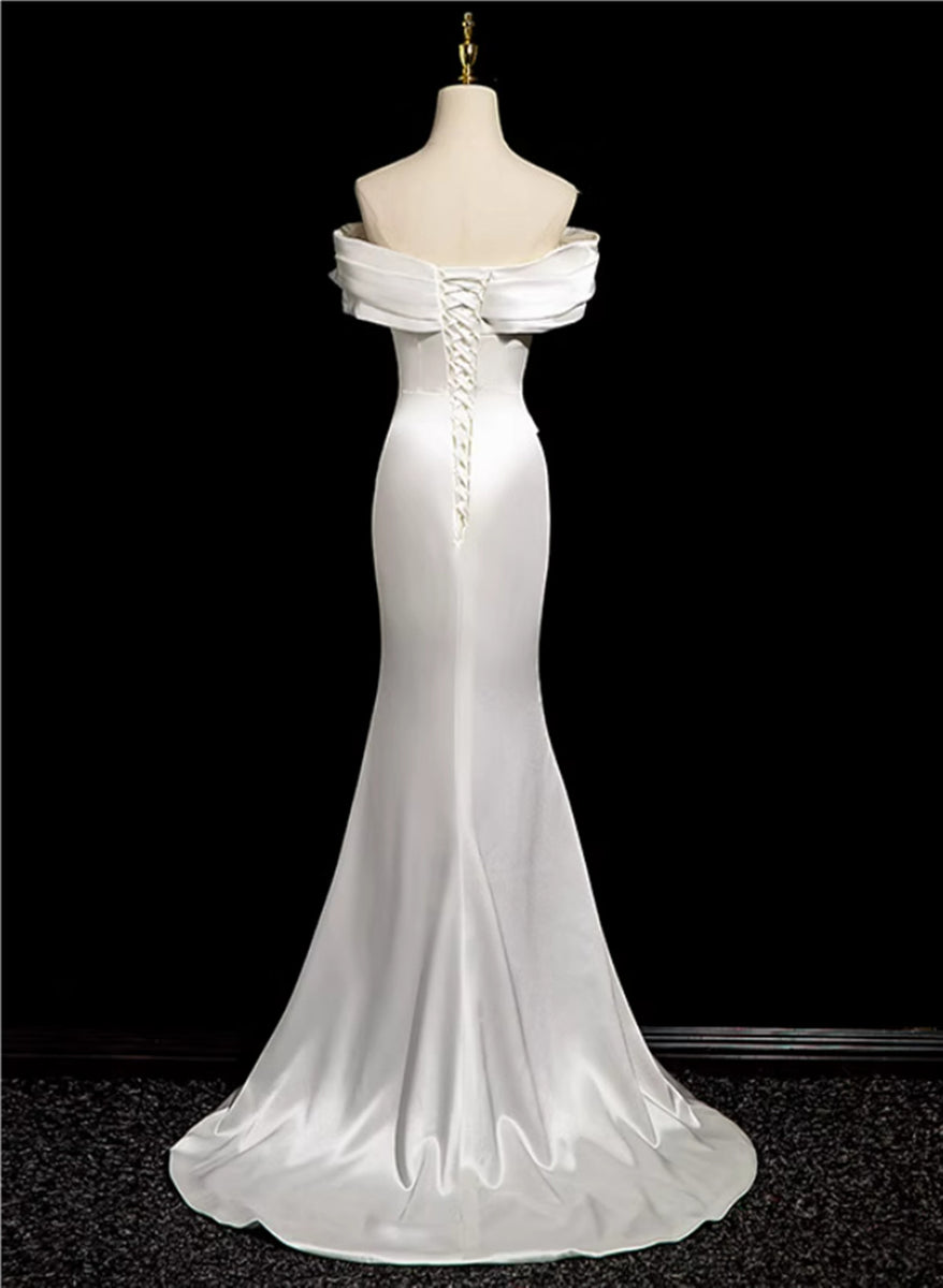 white bodycon mermaid dress Ivory Straps Applique Bodycon Mermaid Wedding Dress Movousdress