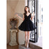 Black V-neckline Straps Short Party Dress, Black Tulle Homecoming Dress