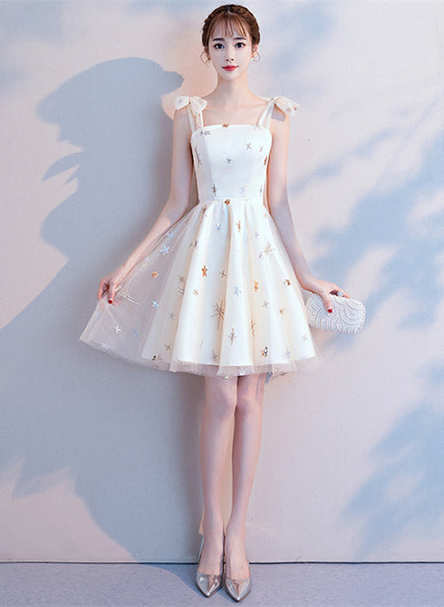 Lovely Ivory Short Party Dress Homecoming Dress, Ivory Simple Short Prom Dress