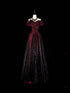 A-line Off Shoulder Black and Red Gothic Prom Dress, Sweetheart Long Formal Gowns