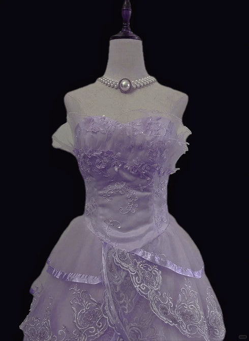 Light Purple Tulle with Lace Applique Long Formal Dress, Light Purple Tulle Prom Dress