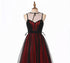 Black and Red Sweetheart Long Party Dress, Black and Red Evening Dress