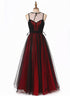 Black and Red Sweetheart Long Party Dress, Black and Red Evening Dress