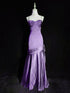 Purple Mermaid Straps Sweetheart Long Evening Dress,Purple Satin Prom Dress