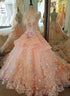 Beautiful Pink Flowers Round Neckline Sweet 16 Dress, Pink Quinceanera Dress