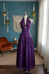 Gothic Purple Lace Halter Neck Evening Gown, Purple Lace A-line Prom Dress Party Dress