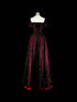 A-line Off Shoulder Black and Red Gothic Prom Dress, Sweetheart Long Formal Gowns