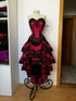 Red and Black Gothic Corset High Low Party Dress, High-Low Ruffled Homecoming Dress with Lace
