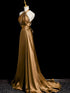 Lovely Halter Soft Satin A-line Prom Dress, Backless Satin Long Party Dress Evening Dress