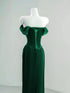 Dark Green Velvet Off Shoulder Wedding Party Dress, Dark Green Velvet Prom Dress