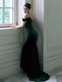 Green Mermaid Velvet Long Wedding Party Dress, Green Velvet Sweetheart Prom Dress