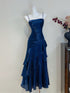 Navy Blue Satin Straps Mermaid Long Prom Dress, Navy Blue Satin Evening Dress Formal Dress