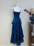 Navy Blue Satin Straps Mermaid Long Prom Dress, Navy Blue Satin Evening Dress Formal Dress