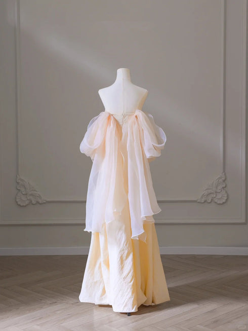 A-line Taffeta Scoop Long Formal Dress Prom Dress, Champagne Party Dress