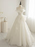 White Long Strapless Evening Dress Party Dress, White A-line Wedding Party Dress