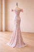 Off Shoulder Sequins Mermaid Prom Dress Evening Dress, Long Formal Dress with Bow