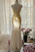 Ivory Chiffon Mermaid Backless Prom Dress, Halter V-neckline Party Dress Evening Gowns