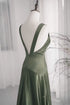 Charming Dark Green V-Neckline Low Back A-Line Prom Dress, Dark Green Formal Dress