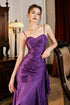 Purple Satin Straps Sweetheart Long Formal Dress, Purple Satin Evening Dress Prom Dress