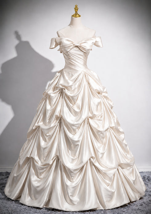 Custom Ivory Satin Long Formal Dress