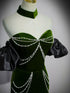 Green Velvet Sweetheart Mermaid Party Dress, Off Shoulder Green Velvet Prom Dress