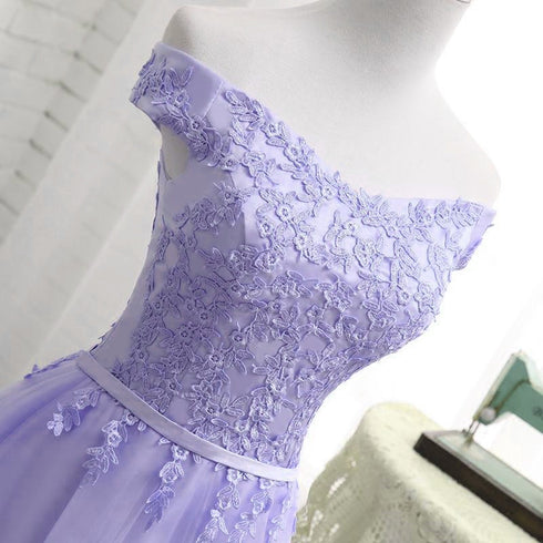 Beautiful Light Purple Short Bridesmaid Dress , Tulle with Lace New Formal Dresses