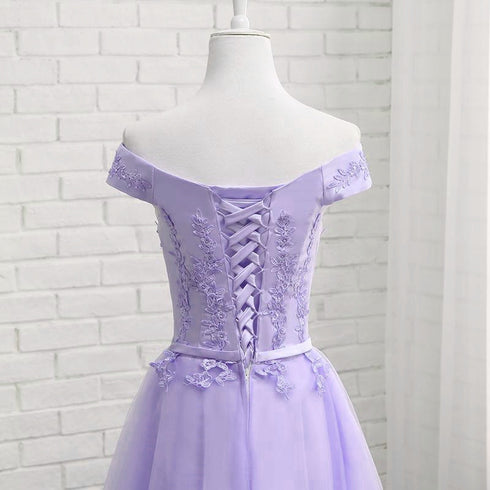 Beautiful Light Purple Short Bridesmaid Dress , Tulle with Lace New Formal Dresses