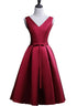 Beautiful Dark Red Satin Short Homecoming Dress, Lovely Bridesmaid Dress