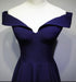 Beautiful Navy Blue A-line Spandex Long Prom Dress, Off Shoulder Bridesmaid Dress