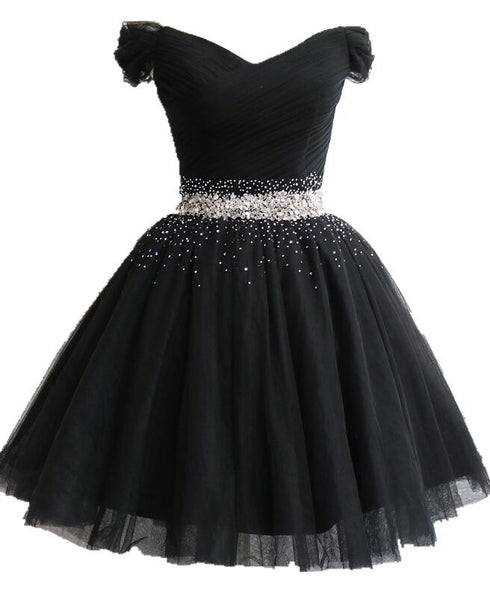 Little Black Homecoming Dress Tulle Cute Short Formal Dress