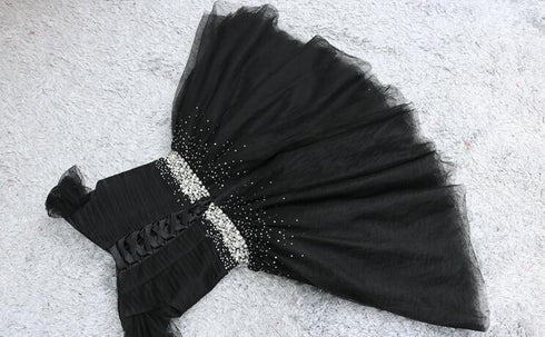 Little Black Homecoming Dress Tulle Cute Short Formal Dress