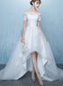 Beautiful White Off Shoulder High Low Party Dress with Train, Wedding Party Dress