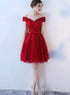 Lovely Dark Red Tulle Short Homecoming Dress, Wine Red Prom Dress