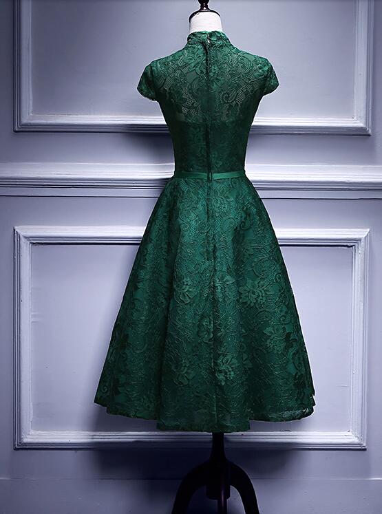 knee length green dress Knee length Off Shoulder Sleeve Green Homecoming Dress – daisystyledress main image 0