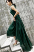 Dark Green Chiffon Halter Floor Length Wedding Party Dress, Green Long Prom Dress